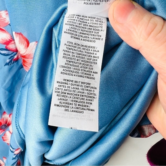 Primark Blue Floral Shift Tropical Swing Dress Size 10 - Picture 14 of 14